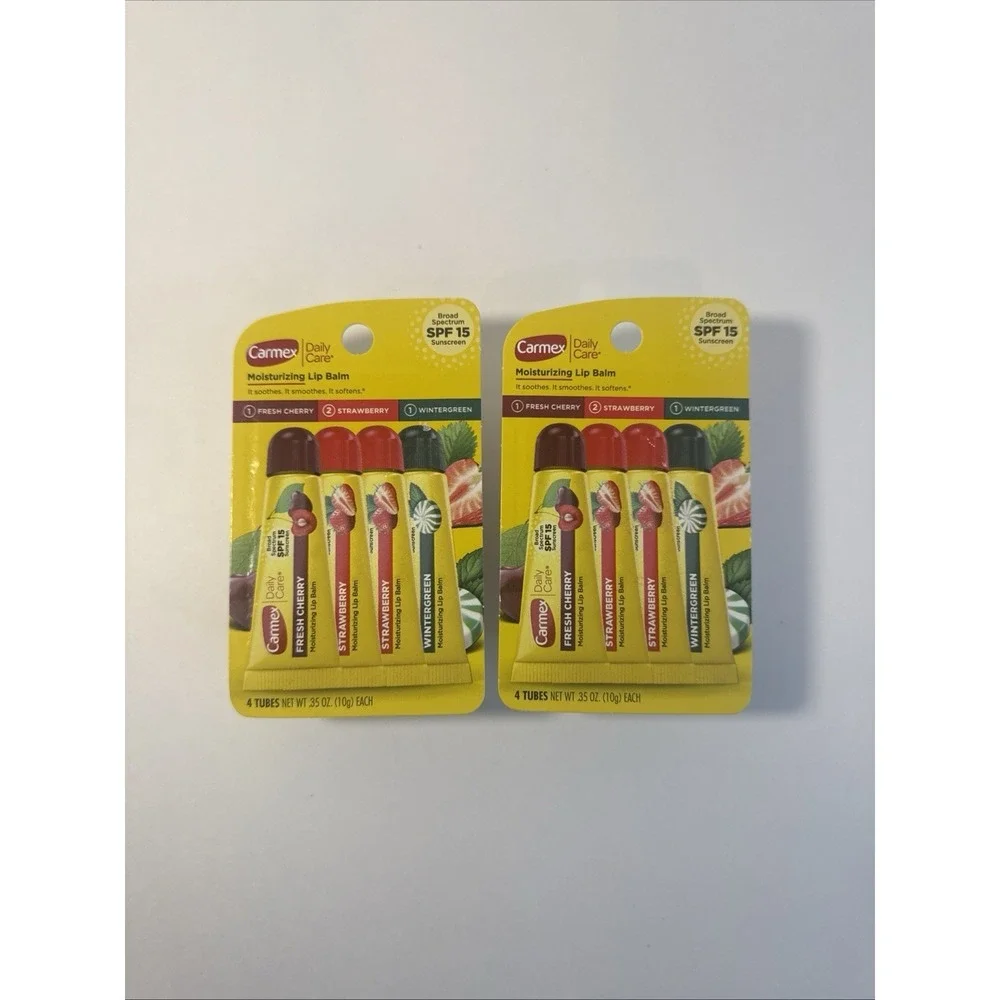 Carmex Daily Care Moisturizing Lip Balm (2) Packs 4 of SPF 15 Strawberry Ch Wint